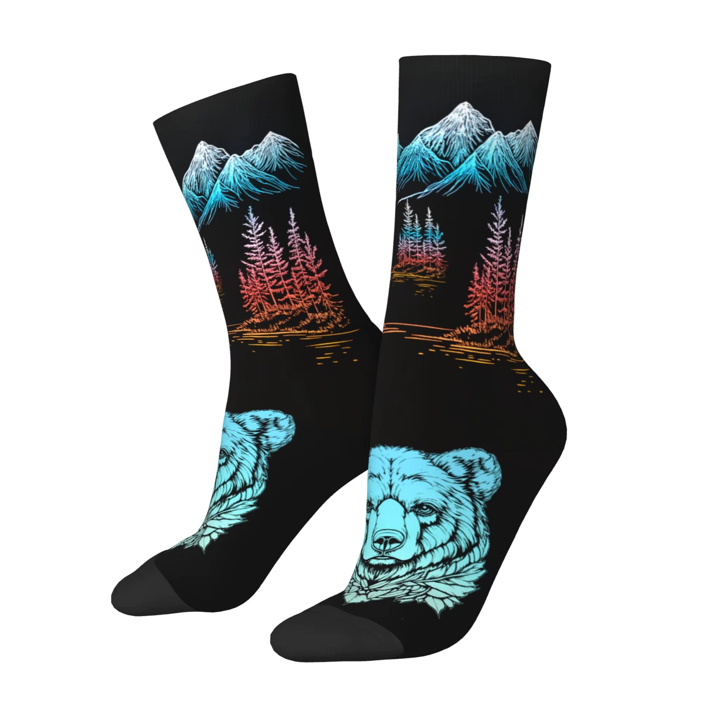 Mountian Bear At Night Socks